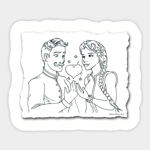 Star Crossed Lovers Sticker by Illustratorator